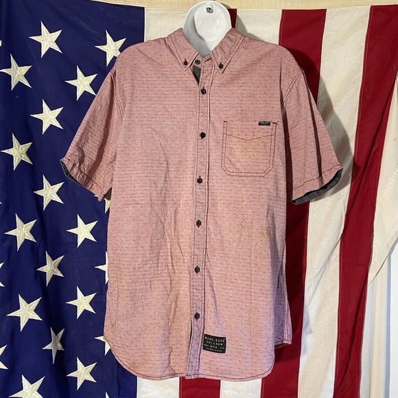 Marc Ecko Other - Marc Ecko Cut & Sew Men's L Short Sleeve Red/Pink Casual Button Down Dress Shirt